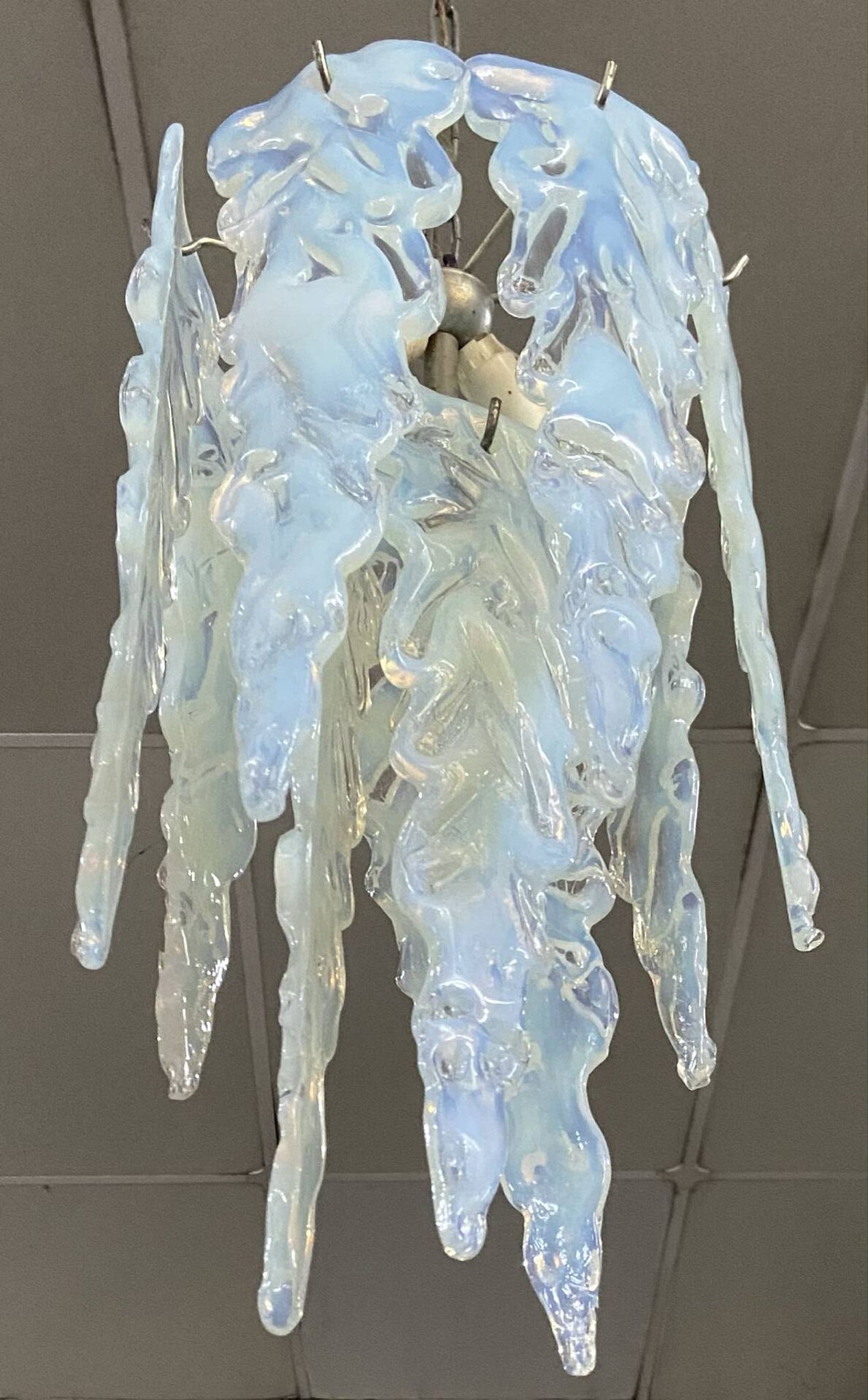 Important lustre Murano attributed to Mazzega, stalactite glass, Italy.