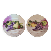Pair of plates with fruit decoration – Limoges William Guérin – Signed LUC
