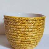 Vintage “rope” slip ceramic planter