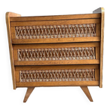 Commode bois et rotin