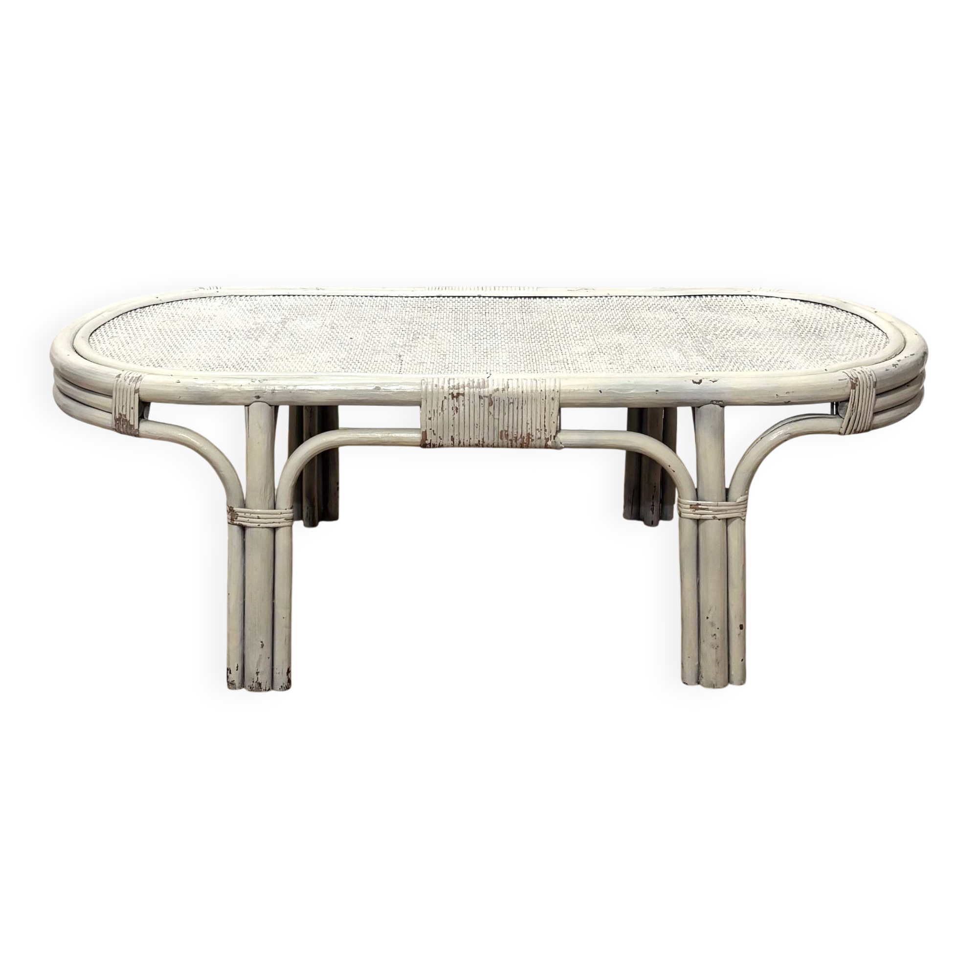 1970s rattan and woven wicker coffee table