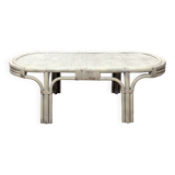 1970s rattan and woven wicker coffee table