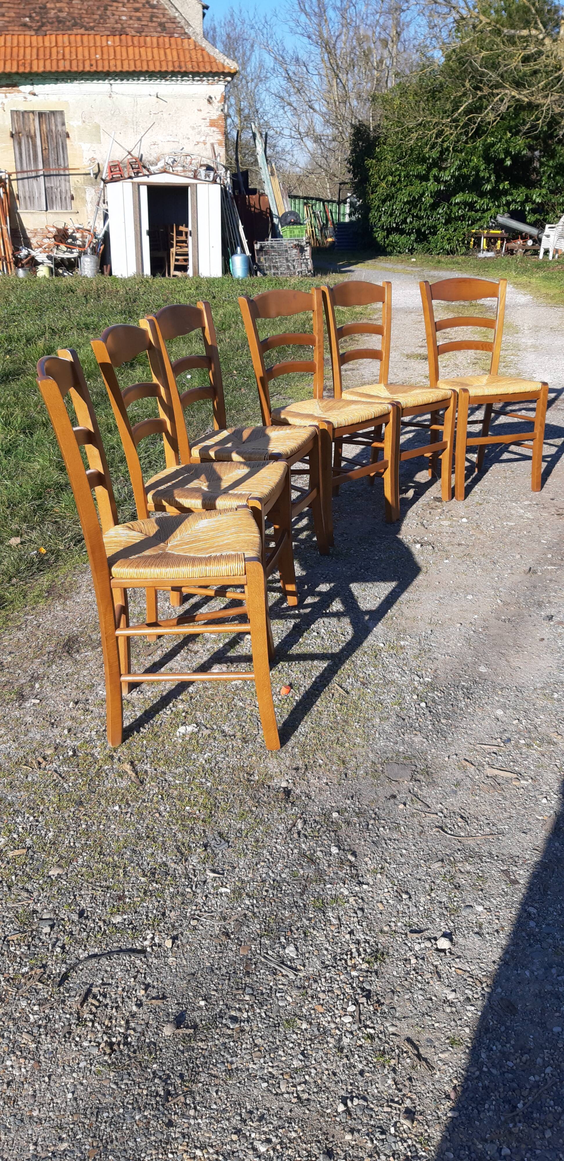6 straw chairs