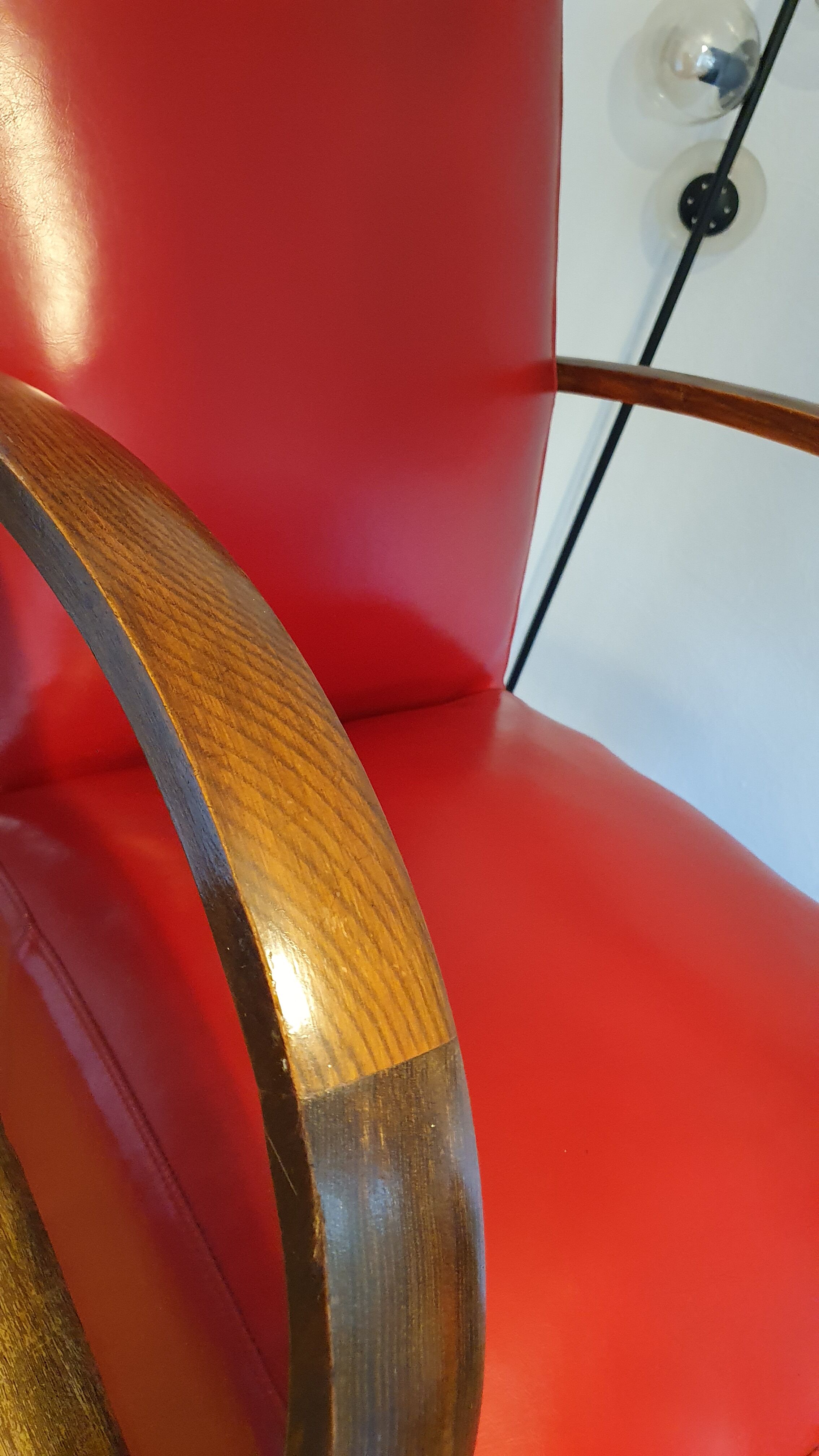 Armchair art deco skaï red