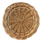 Plateau rond en rotin vintage