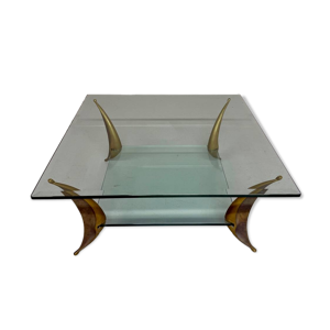 Table basse en verre - laiton italien