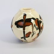 Round vase / signature fm / 1970s / mid-century / modernist / french ceramics