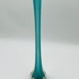 Turquoise glass soliflore in Murano style, Eiffel Tower shape.