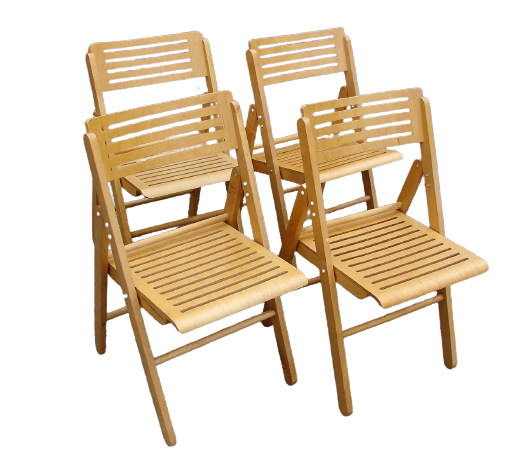 Lot de 4 chaises pliantes, années 1980