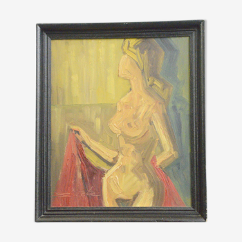 Expressionist Nude Oil Painting Circa 1920s