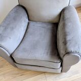 Pair of moustache club armchairs in elephant grey velvet.