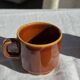 Set of 6 vintage brown glazed ceramic espresso cups with saucers.