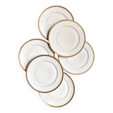 6 flat plates in white and gold Limoges porcelain