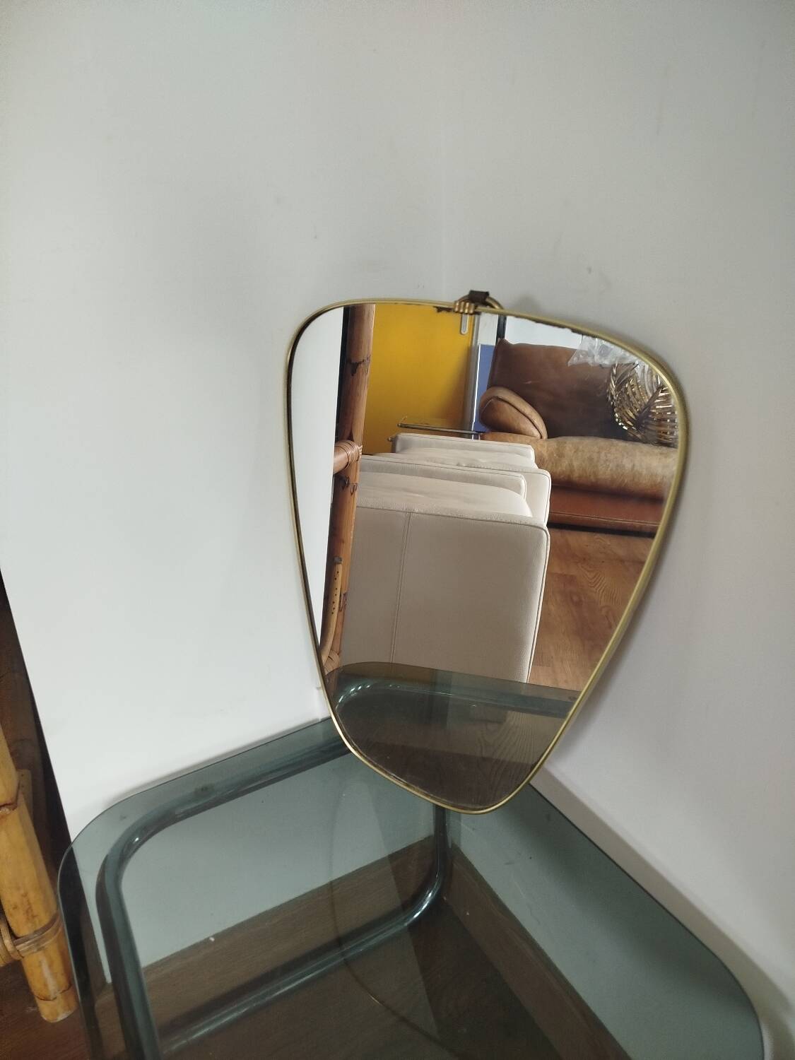 Vintage Brass Rear View Mirror, 1960s