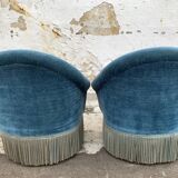 Pair of velvet toad armchairs