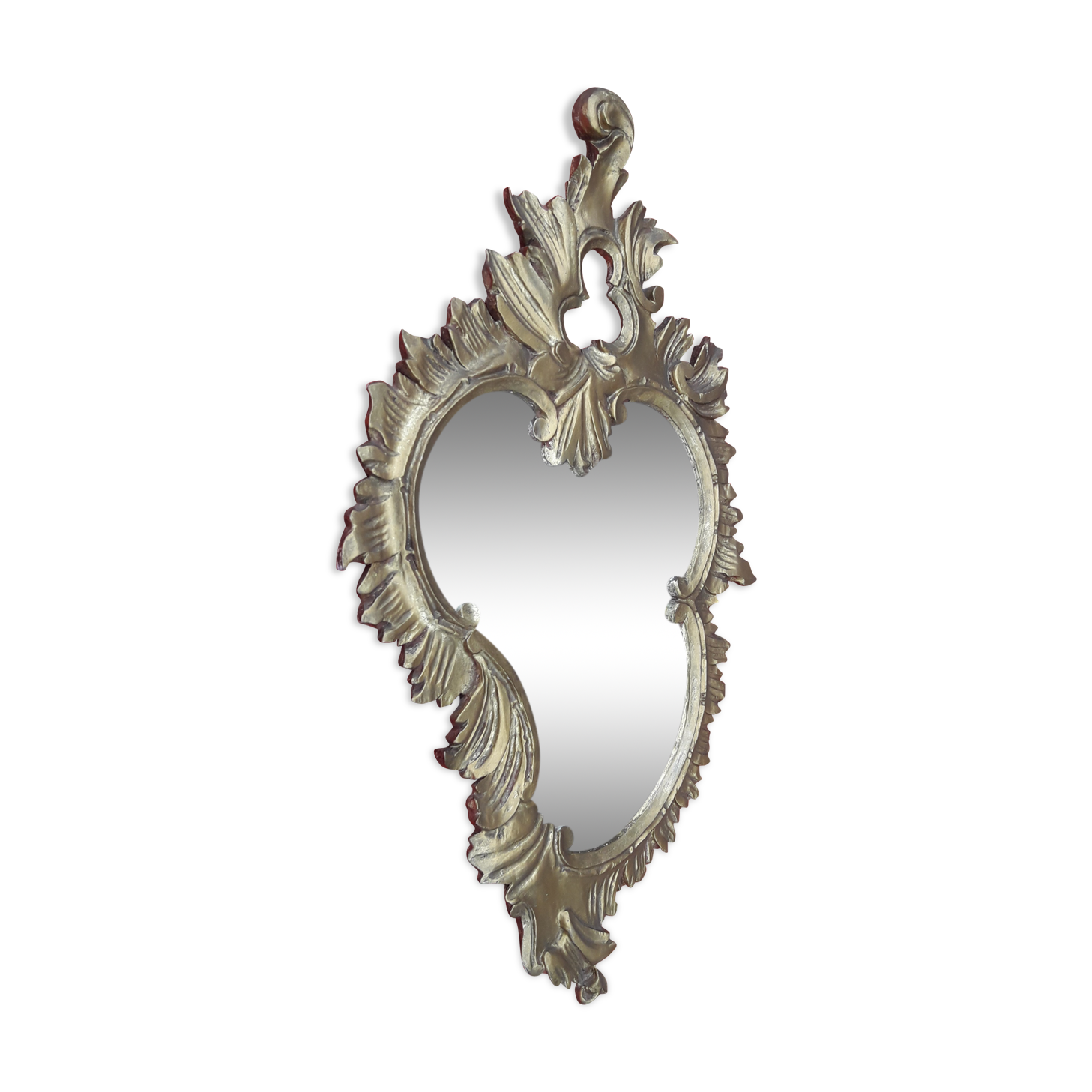 Louis XV style rocaille mirror in wood and gilded stucco
