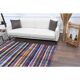 Tapis kilim vintage turc Oushak fait main en laine et coton bleu