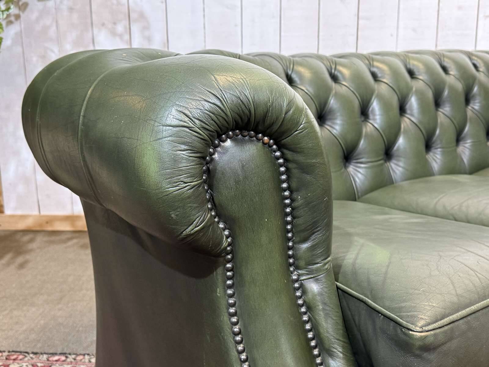 1970s leather Chesterfield three-seater sofa