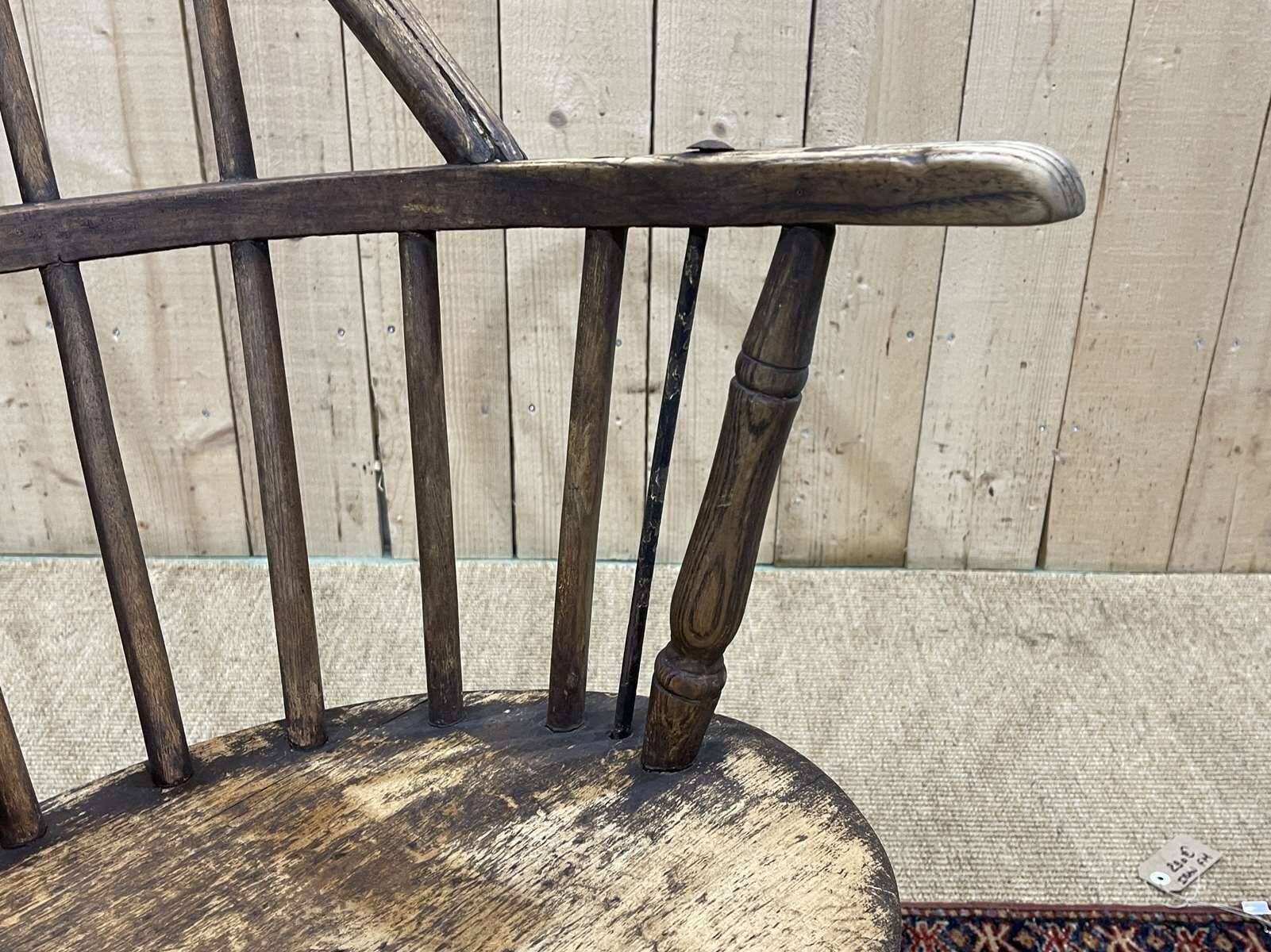 19th century English armchair in 19th century elm and beech