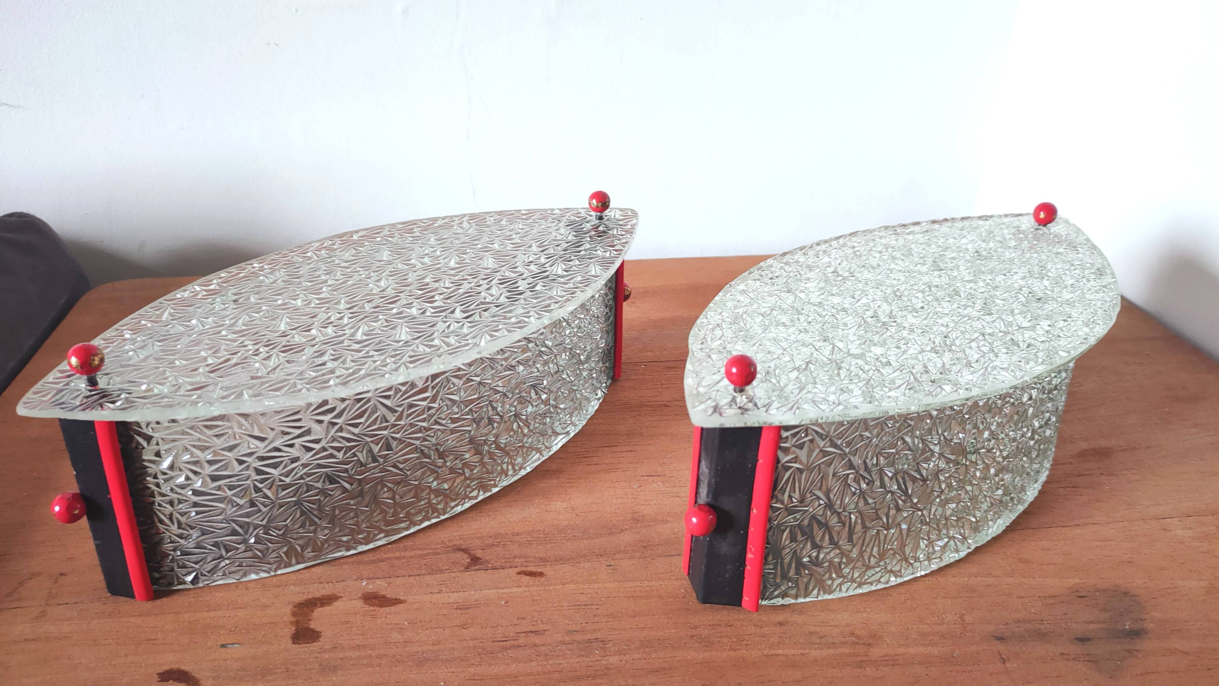 Pair of designer glass eye sconces from the 60s and 70s