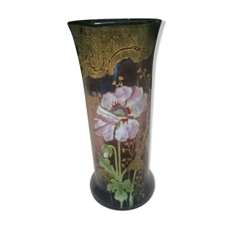 Enamel glass vase