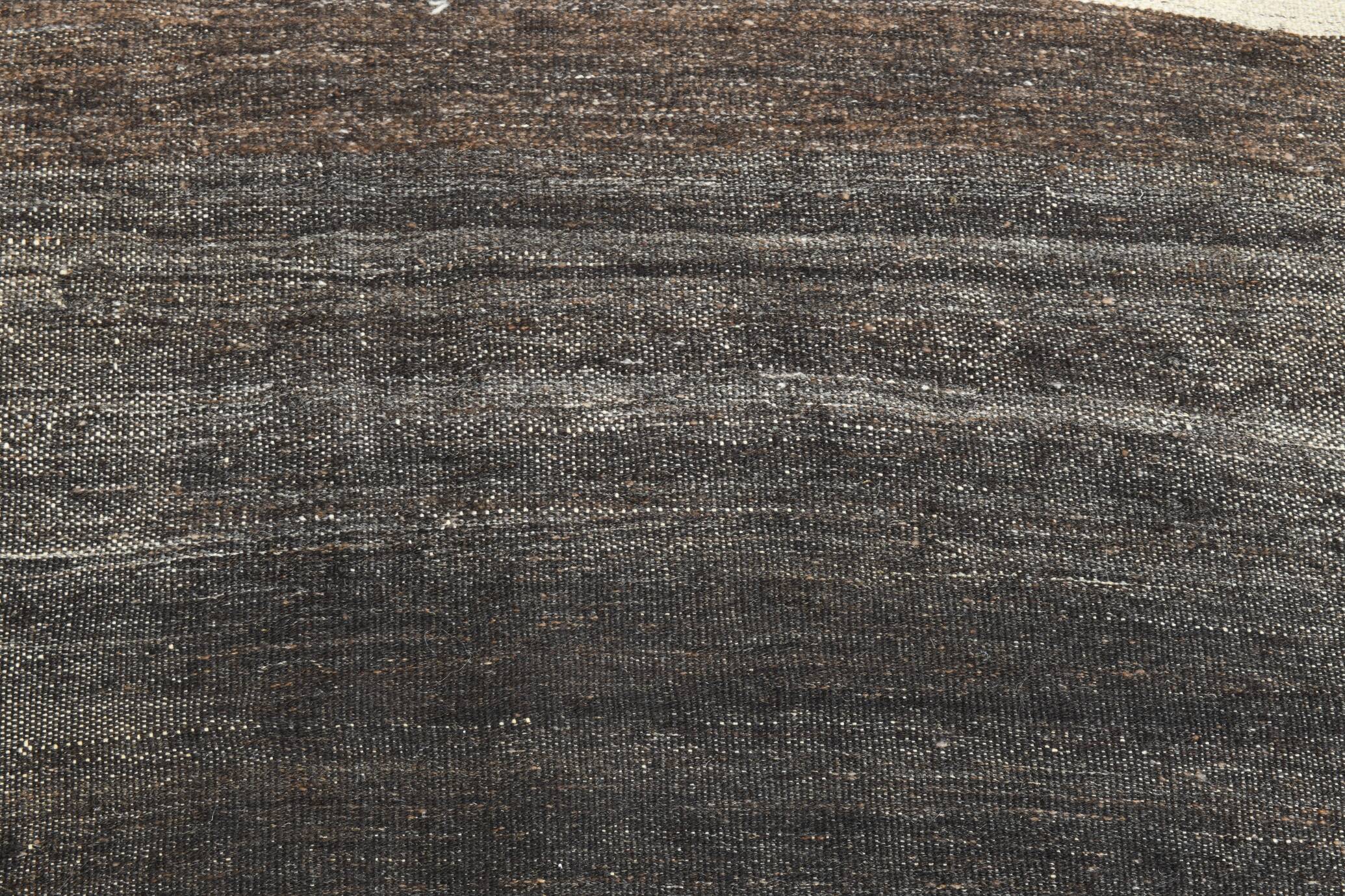 6x10 Brown & Beige Handmade Wool Kilim Rug, 195x324Cm