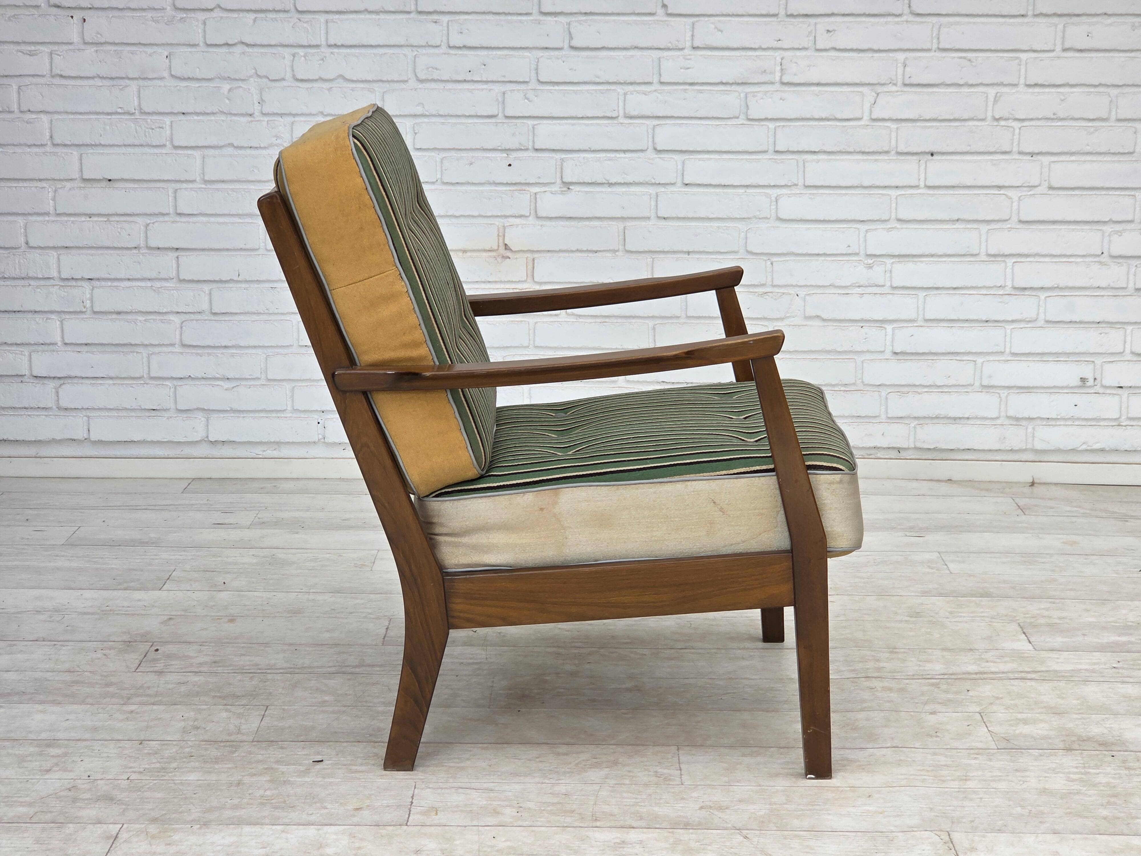 1960s, Danish armchair, furniture wool, beech wood.