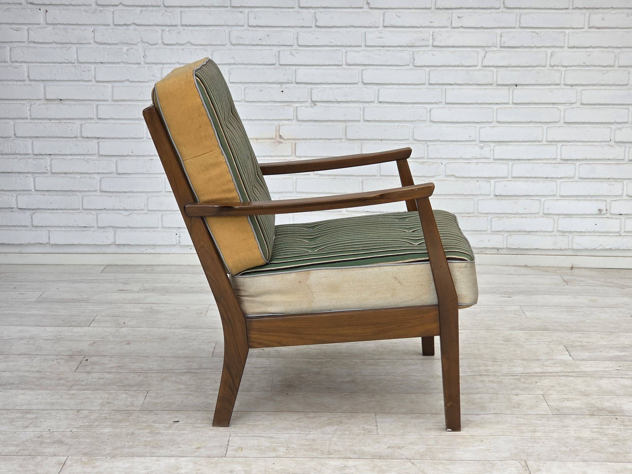 1960s, Danish armchair, furniture wool, beech wood.