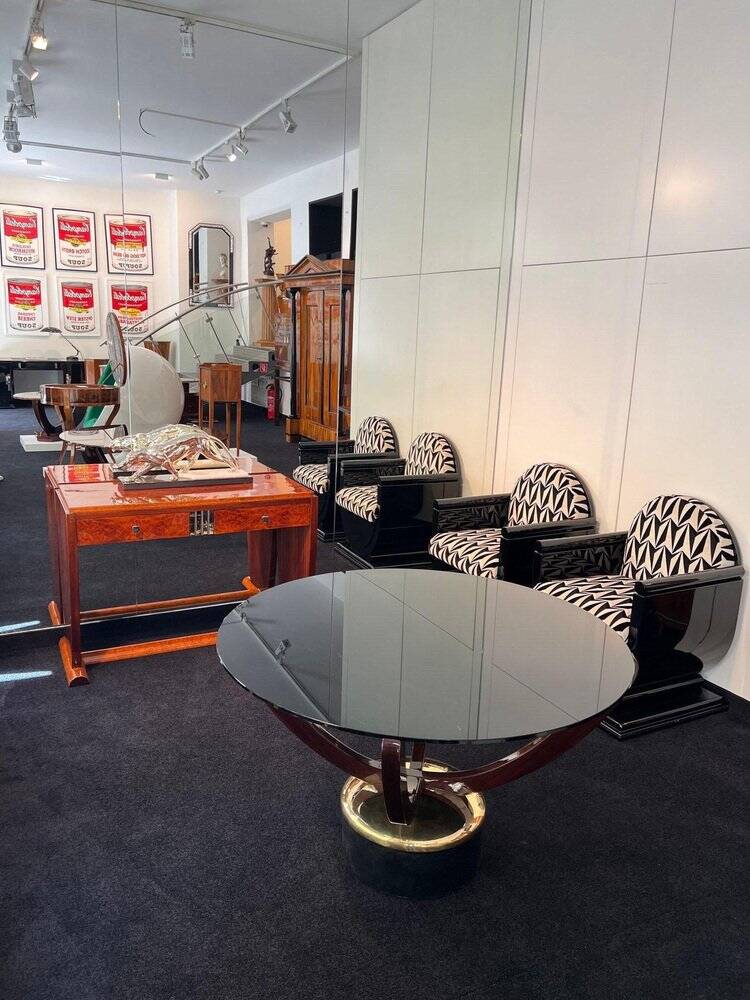 Art Deco Console Table in Thuja Roots, Birch and Silver-Plate, France, 1925