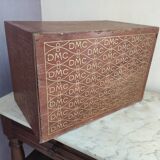 Boîte à coton ancienne France 1920 DMC en bois dans son jus magnifique pièce