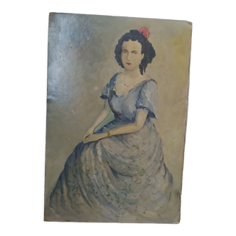 Portrait de femme 1920 huile sur carton signée Robert Philippe