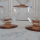 Set of 5 champagne glasses with amber glass feet 50-60s