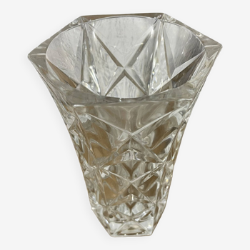 Crystal d’arques chiseled hexagonal vase