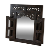 Miroir colonial en bois massif ébène 90 cm