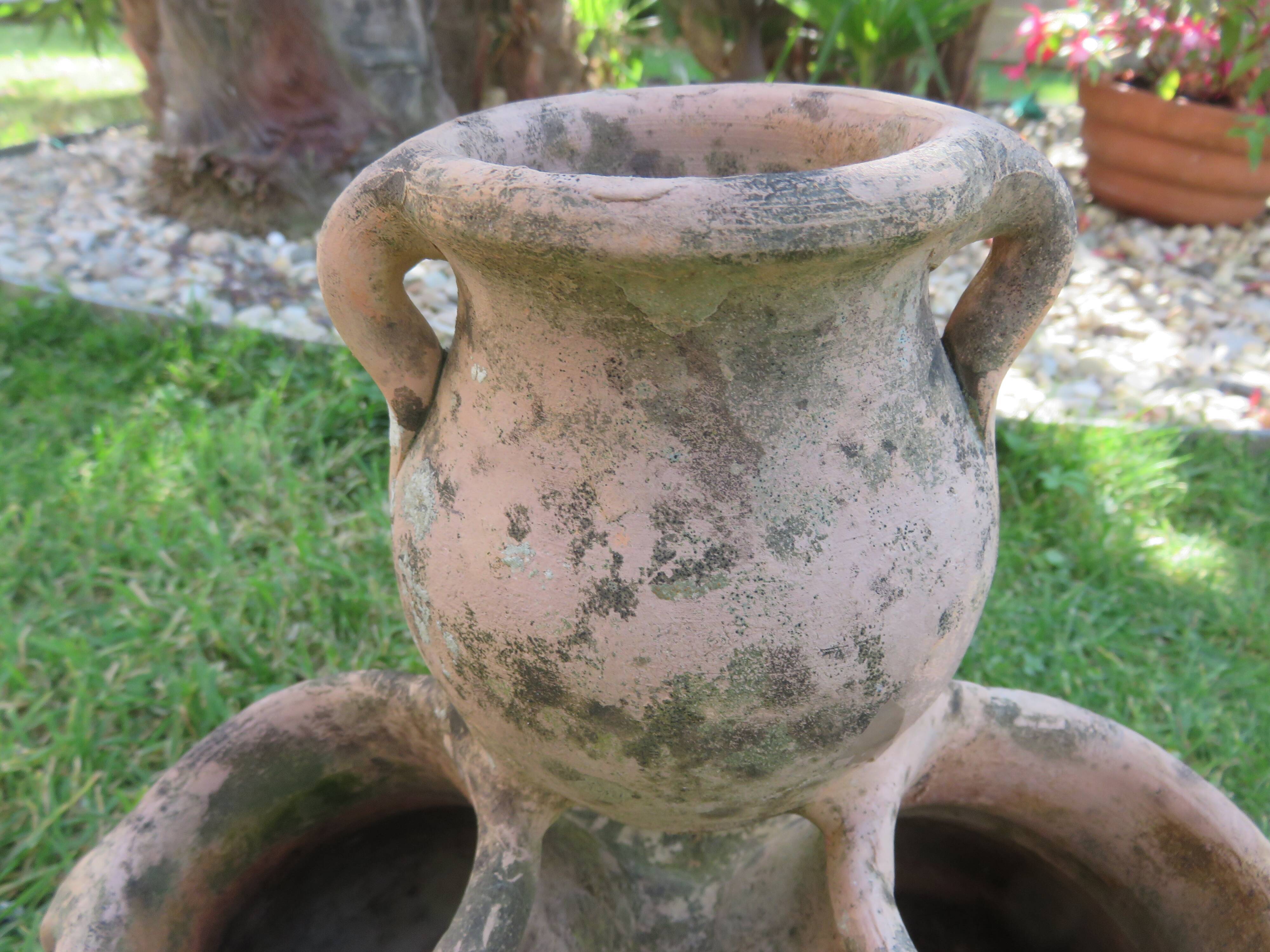 Pot de fleurs multiple en terre cuite, terracotta 1960
