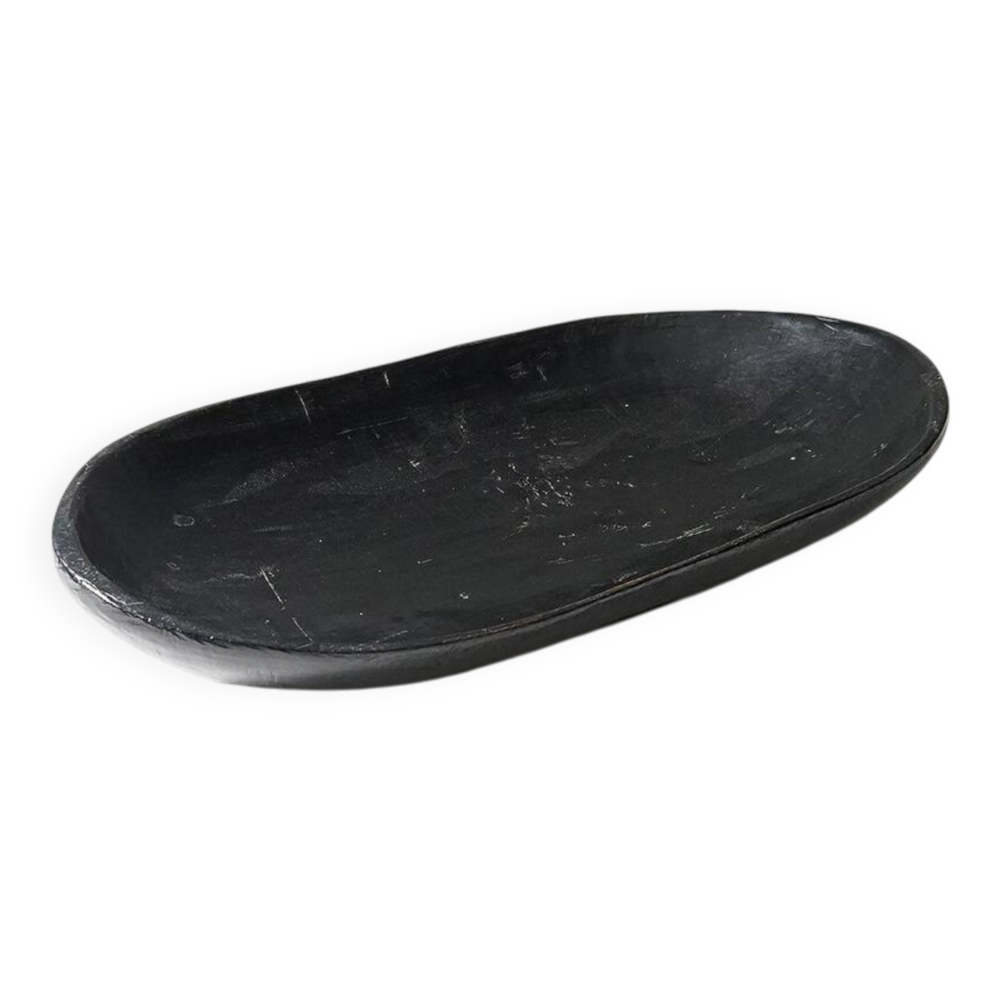 Organic shaped black wooden bowl, 1960s