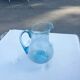 Blue bubble glass pitcher signed Biot – Provence