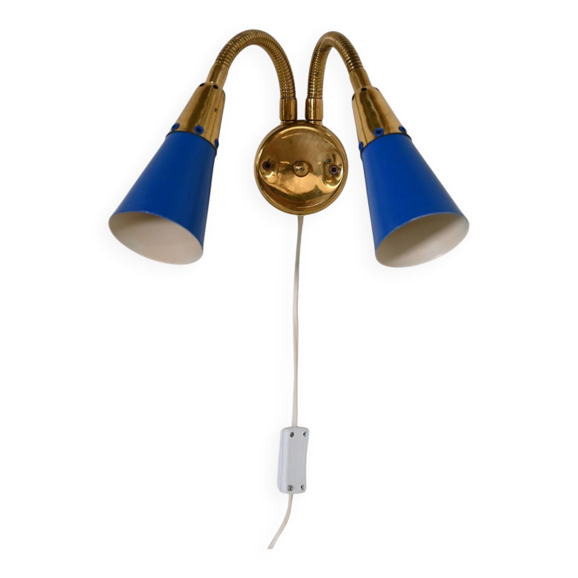 Adjustable brass and lacquered metal wall lamp, Scandinavia, 1960s