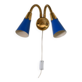Adjustable brass and lacquered metal wall lamp, Scandinavia, 1960s
