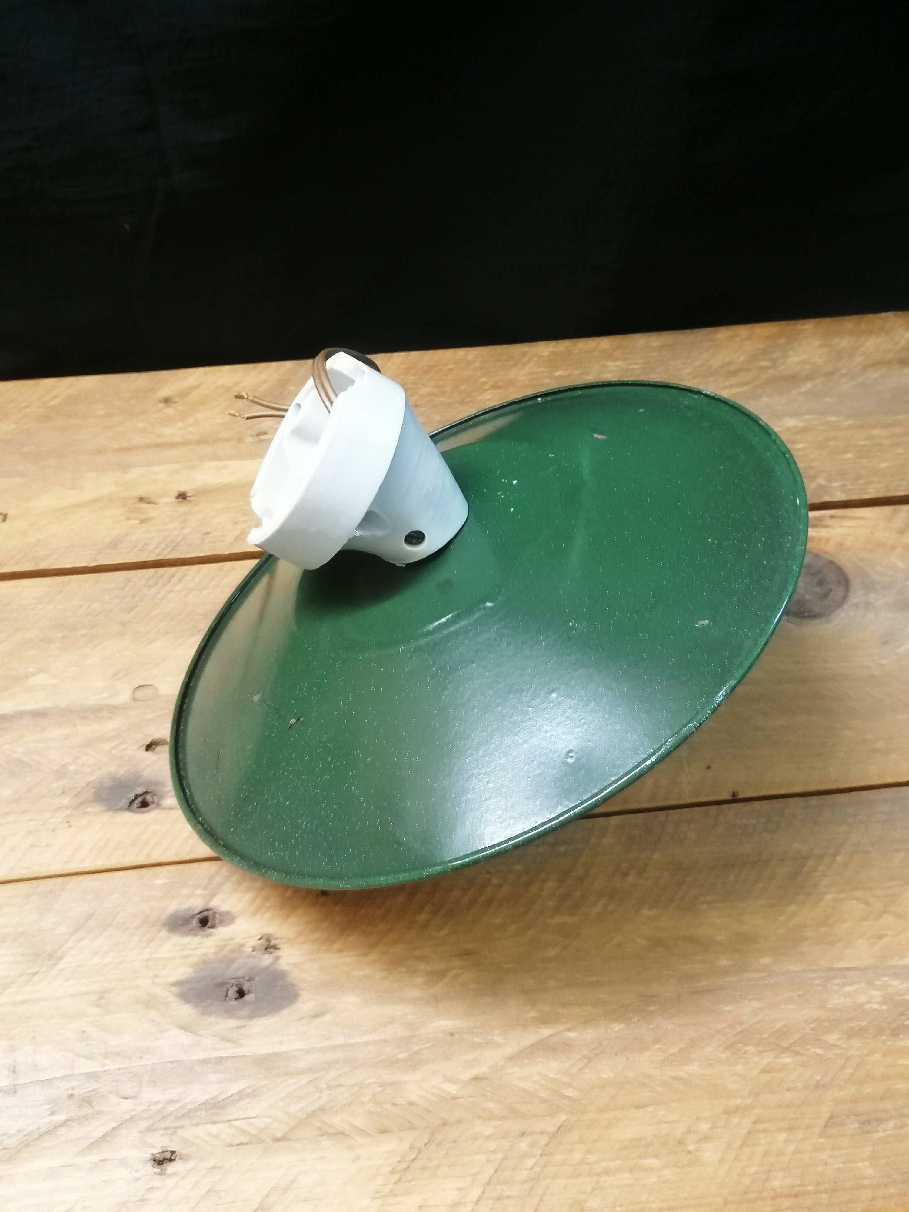 Former industrial wall applique - enamelled sheet - green and white - 1940s