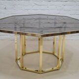 Brass  Italian coffee table by Romeo Rega, 1970s
