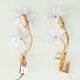 Charming Set of 2 Murano White Flowers Wall Light, 1970s