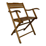 Vintage scandinavian oak campaign folding chair, 1920s
