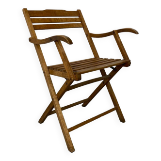 Chaise pliante campagne vintage scandinave en chêne, 1920s