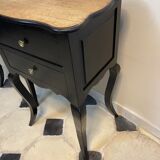Pair of bedside tables Louis XV style patinated black
