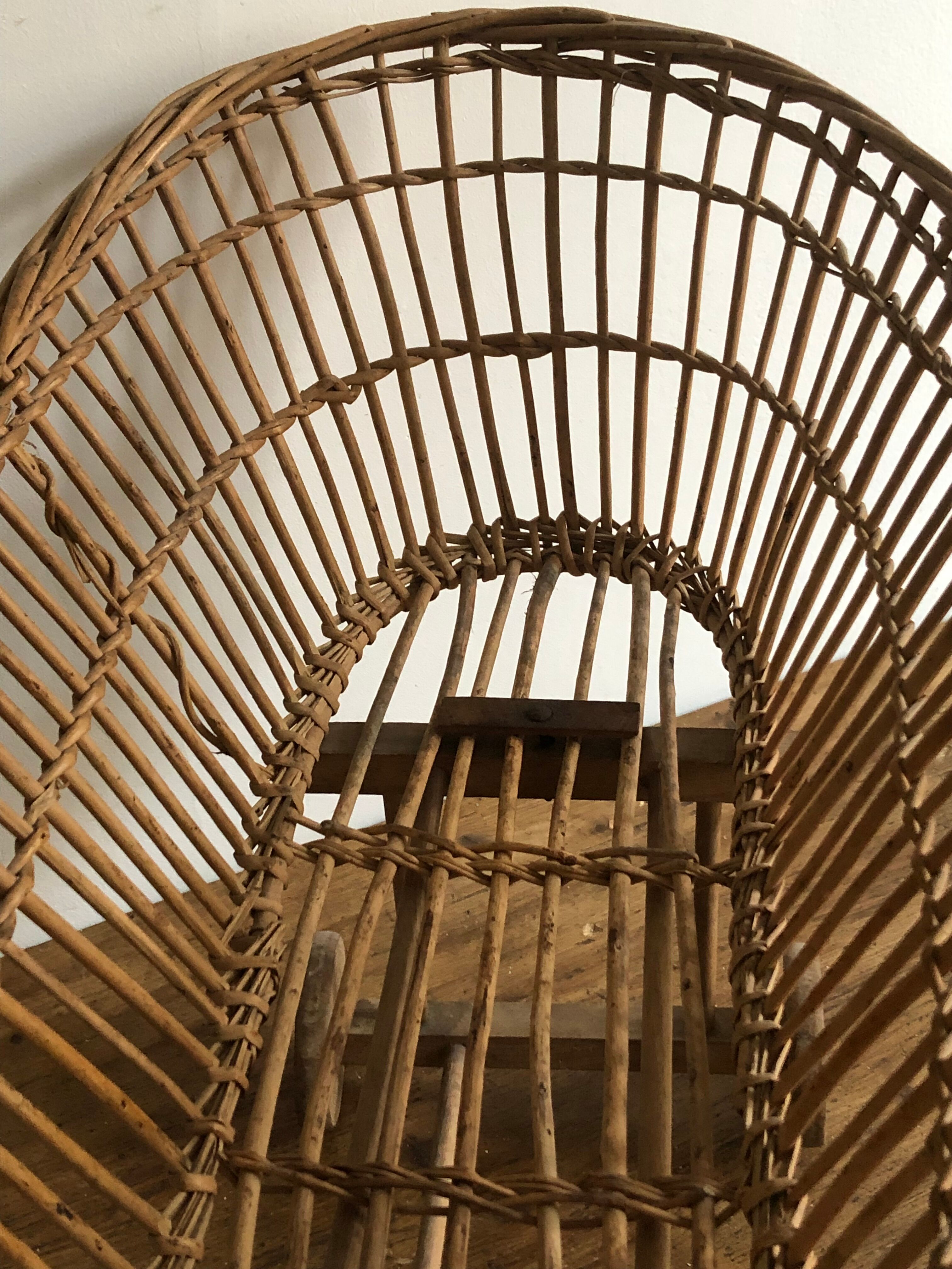 Antique toy, wicker doll cradle