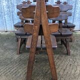 6 brutalist chairs in solid oak
