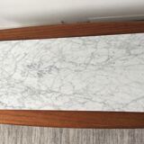 Scandinavian coffee table in teak and white marble