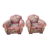 Two Vintage Floral Fabric Recliner Chairs