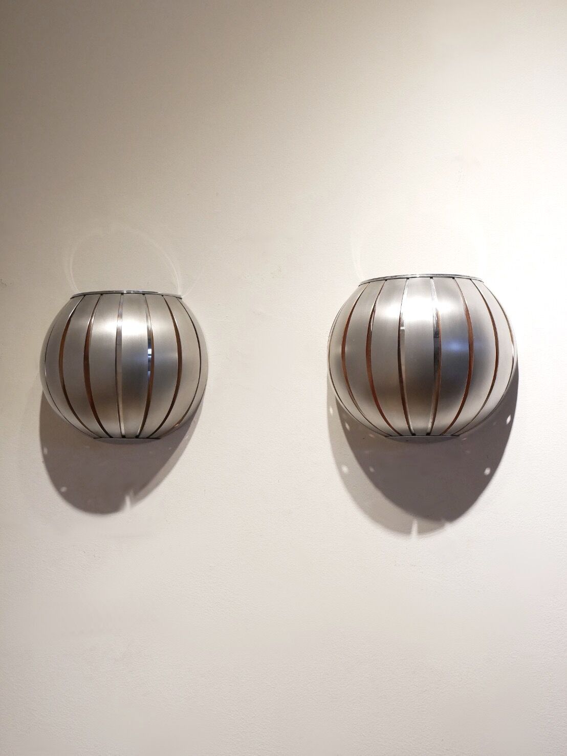 Scandinavian aluminium wall lamps, 1970s